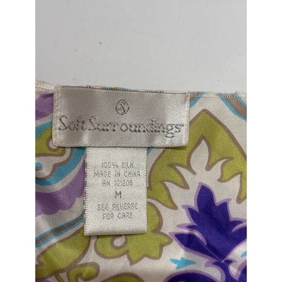 SOFT SURROUNDINGS 100% Silk Tie Front Paisley Lightweight Spring/Summer Wrap M - Picture 4 of 7